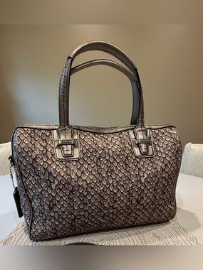 COACH Taylor Snake Print Top-Handle Satchel Handbag #F26037- Gunmetal